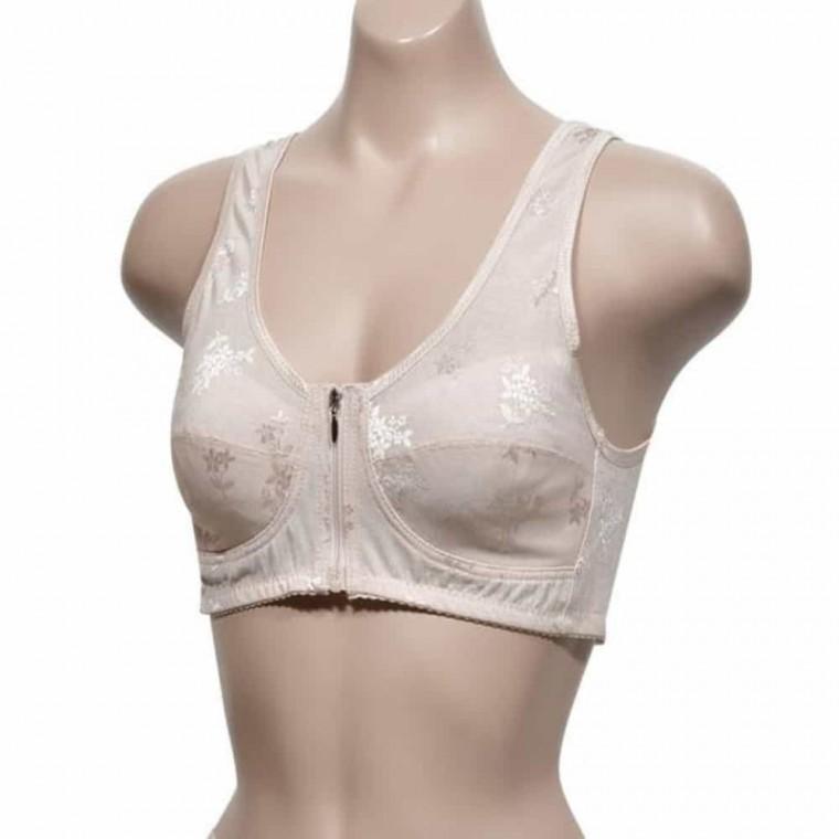 고급 자카드 꽃무늬 전면지퍼 노와이어 B컵 스포츠 브라탑 여자속옷 부라자 브라속옷
