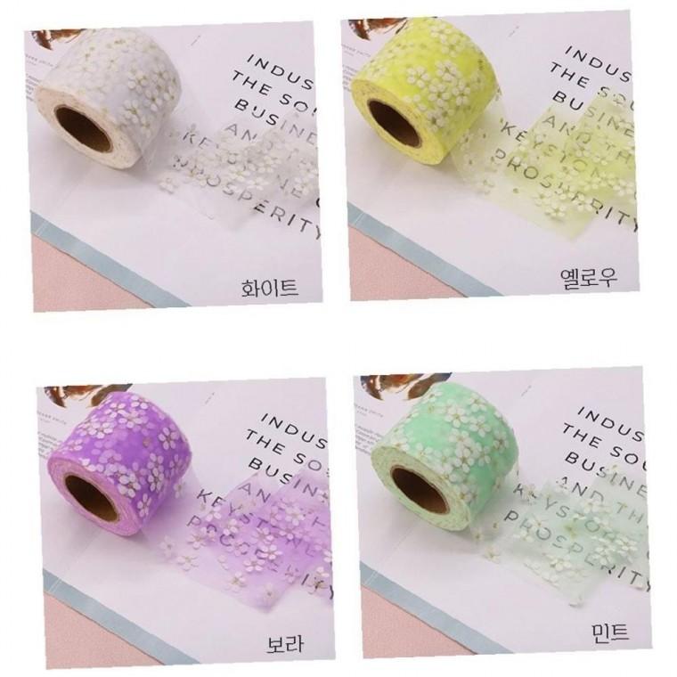 망사롤 선물포장끈 튼튼 망사리본 쉬폰 데이지 6cm 22m