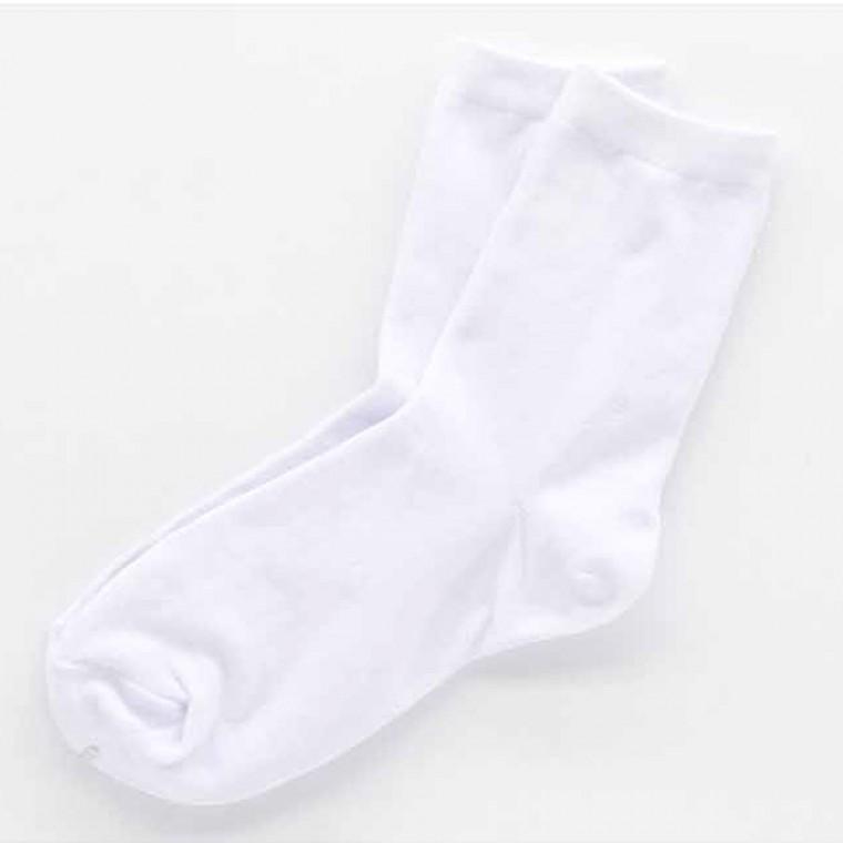 여학생용 1켤레 무지 양말 중목 흰 여성