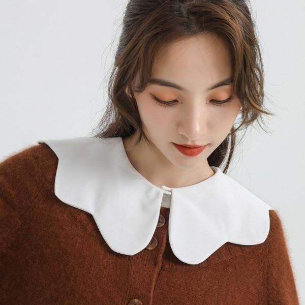 스캘럽 빅카라 페이크카라 탈부착 걸리시 화이트