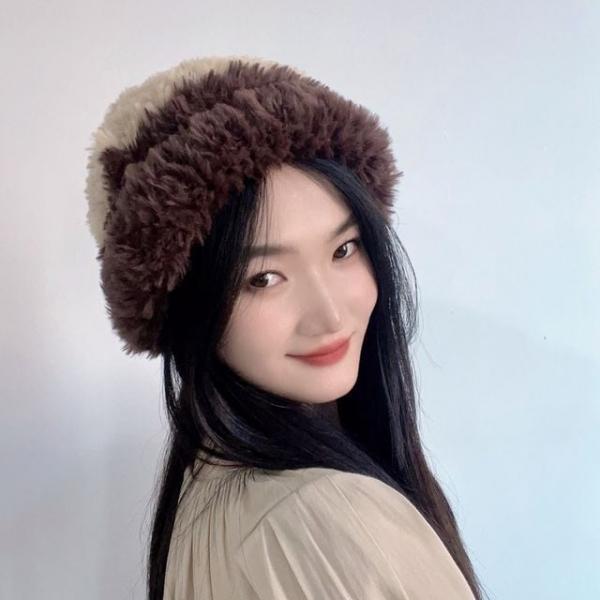 비니 브라운 겨울털모자 방한기모비니