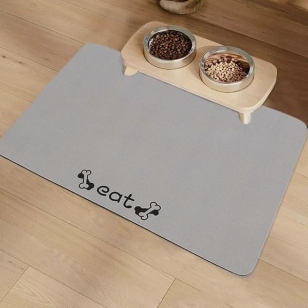 규조토 식기매트 50x40cm 뼈다귀 그레이  강아지식기매트중형 고양이식기매트중형