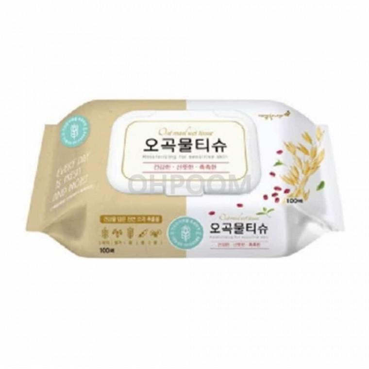 오곡물티슈캡형 100매 물티슈대용량 유아물티슈 대형물티슈
