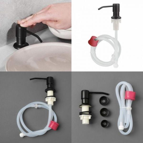 대용량 세제 싱크대 디스펜서 호스 1m 블랙 주방디스펜서 싱크대세제통