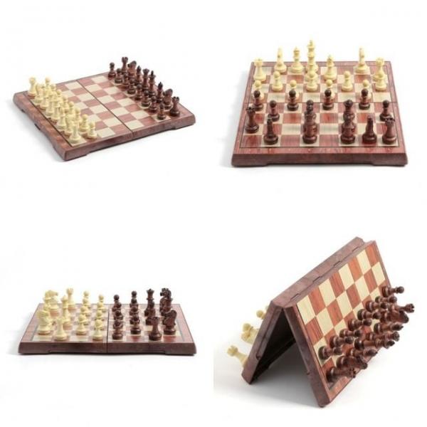 접이식 자석 체스 28x24.5cm 브라운+아이보리 첼스말 체스판