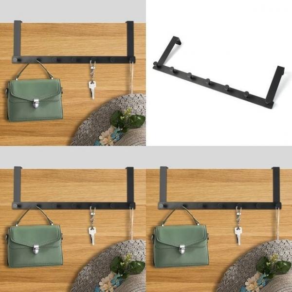 7구 도어 후크 52x18cm 블랙 옷걸이 가정용