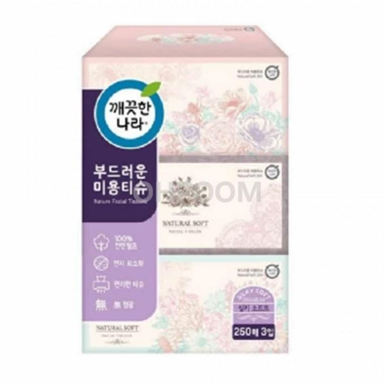 부드러운 미용티슈 250매x3입 화장실휴지 사각휴지 차량용티슈