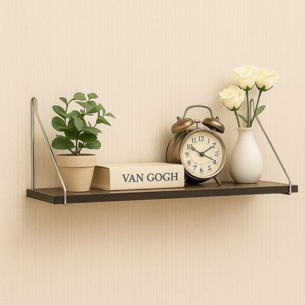 무타공 벽선반 60x15cm 월넛  홈카페선반 거실선반