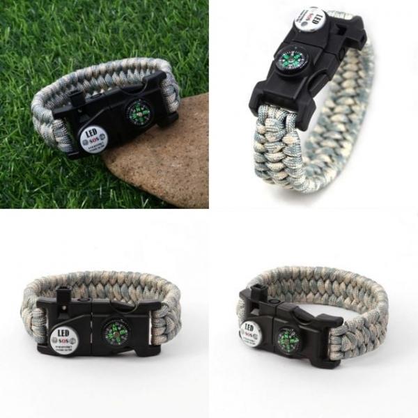 다기능 생존 팔찌 그레이밀리터리 나침반 서바이벌