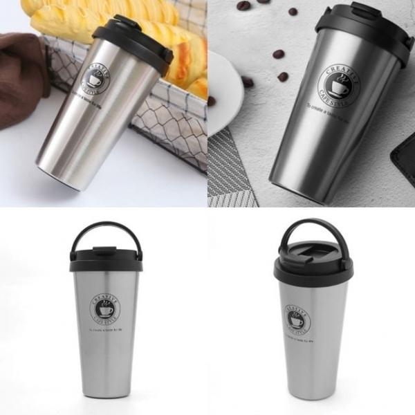 밀폐 뚜껑 텀블러 450ml 실버 스탠텀블러 보온보냉텀블러