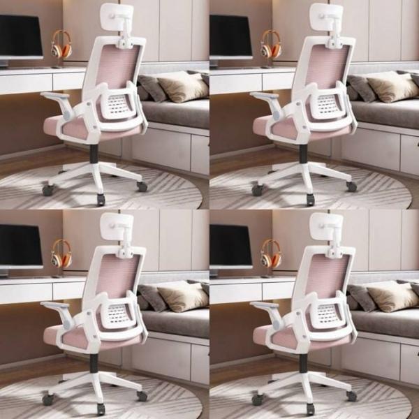 사무용 컴퓨터 의자 화이트+핑크 도서관의자 회의실의자