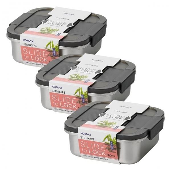 코멕스 스텐킵스 슬라이드 투락 정사각(기본형) 500ml X 3개