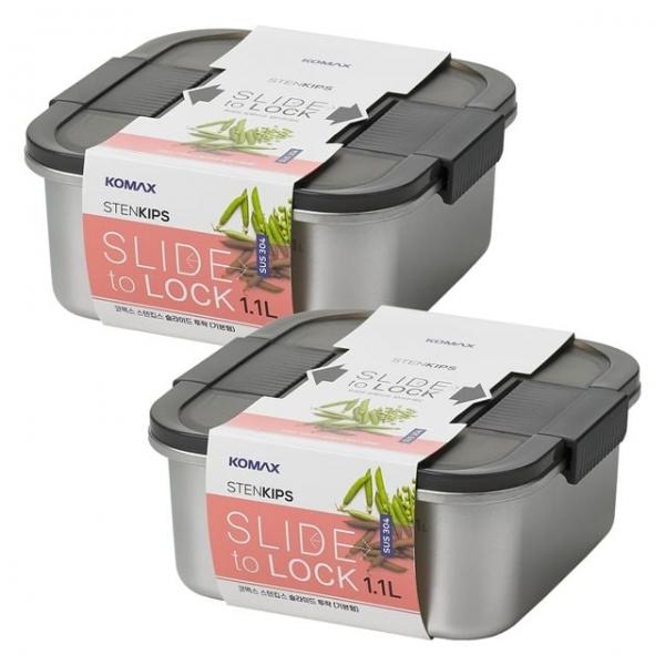 코멕스 스텐킵스 슬라이드 투락 정사각(기본형) 1.1L X 2개