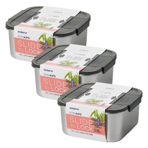 코멕스 스텐킵스 슬라이드 투락 정사각(기본형) 1.9L X 3개