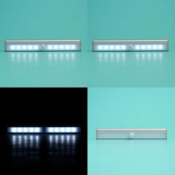 동작감지 슬림 LED 무선 센서등 백색 10구 신발장 복도