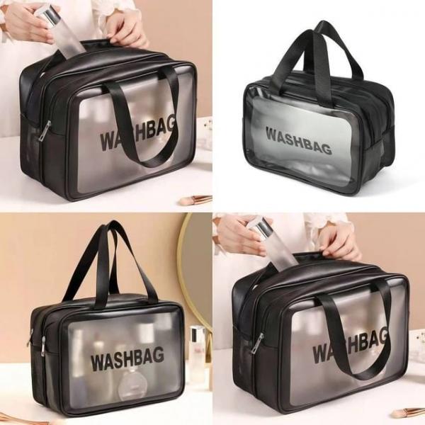 메쉬 방수 파우치 31x15cm 블랙 바캉스화장품 여행세면용품