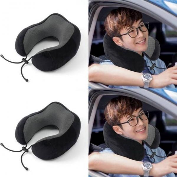 메모리폼 목베개 3종세트 블랙 여행목배게 기내용목베개