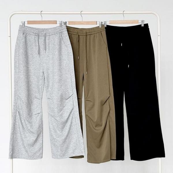 노아웨어 밴딩 웨이브셔링 무릎디테일 바지