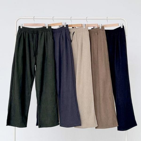 바라인 코튼골덴 엘라스틱 오버와이드팬츠