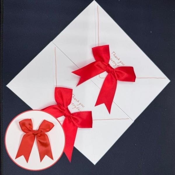 장식 리본완제품 레드 50P 포인트 청첩장리본