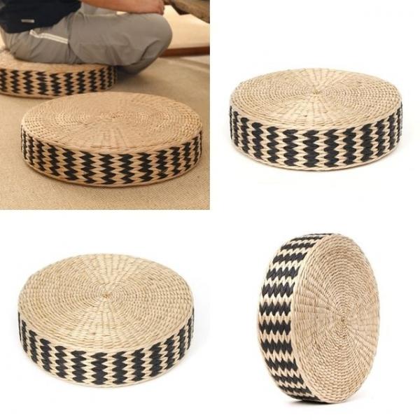 라탄 쿠션방석 40x10cm 블랙 좌식쿠션 식탁의자방석