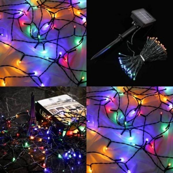 태양광 50구 검정선 LED 컬러 전구 5m 야외용조명 홈파티장식