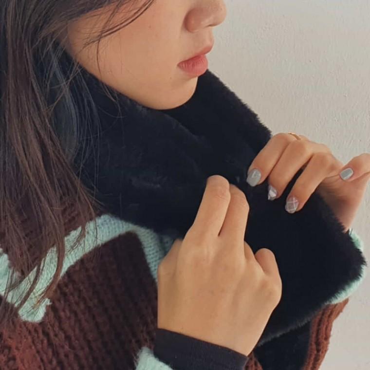 페이크퍼 머플러 블랙 여성겨울목도리 퍼머플러