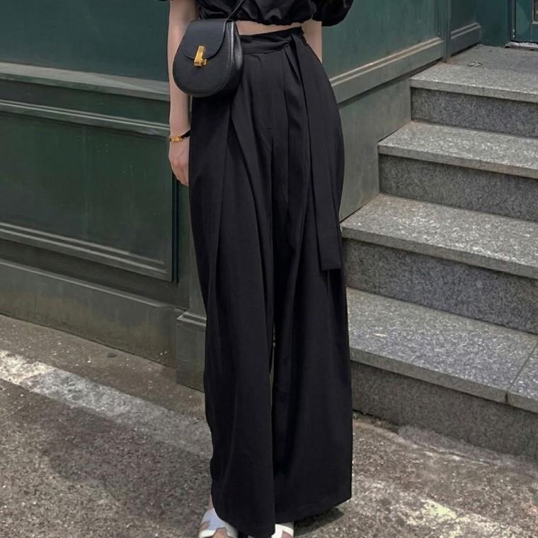 데일리 외출 오피스룩 뒷밴딩 루즈핏 슬랙스 여성 핀턱 포인트 여자 편한 바지 여자카고