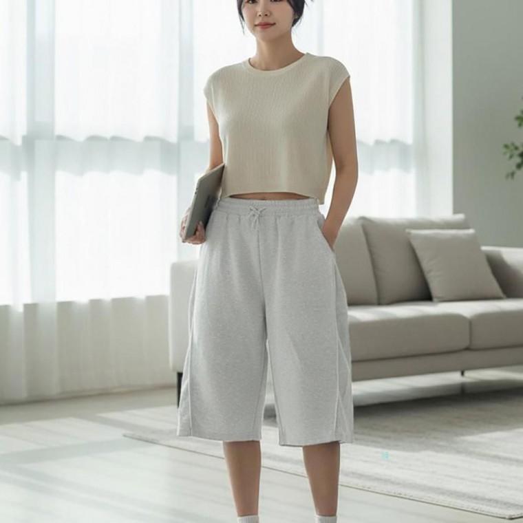 바지 벌룬 컷팅 포인트 간편 편안한 반바지 남성 여성 데일리 여름숏 팬츠 하이 웨스트