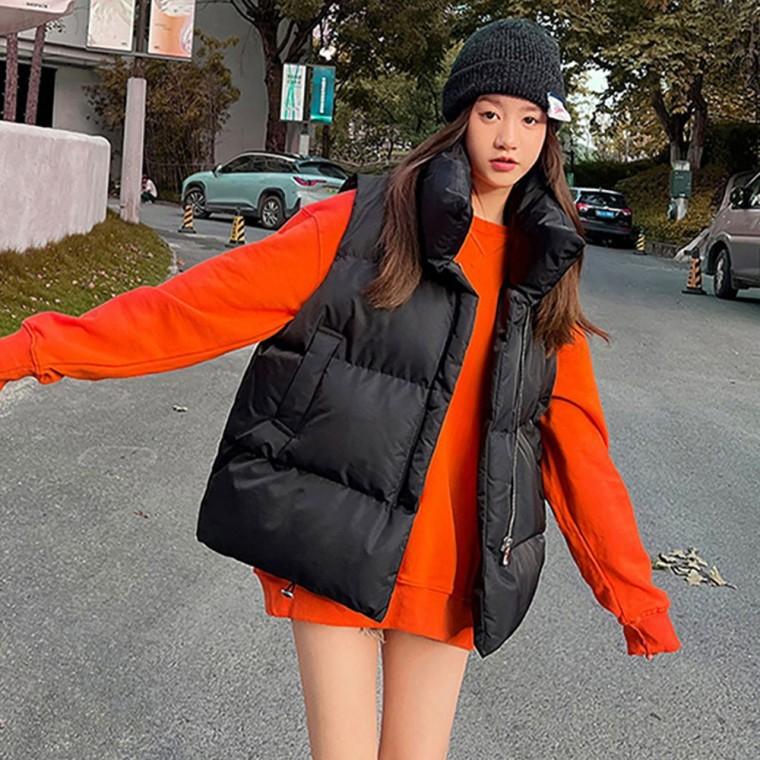 캐주얼 코디 스타일 베스트 조끼 여성 외출 패션 패딩 여자 겨울 하이넥 경량 잠바 퀼팅