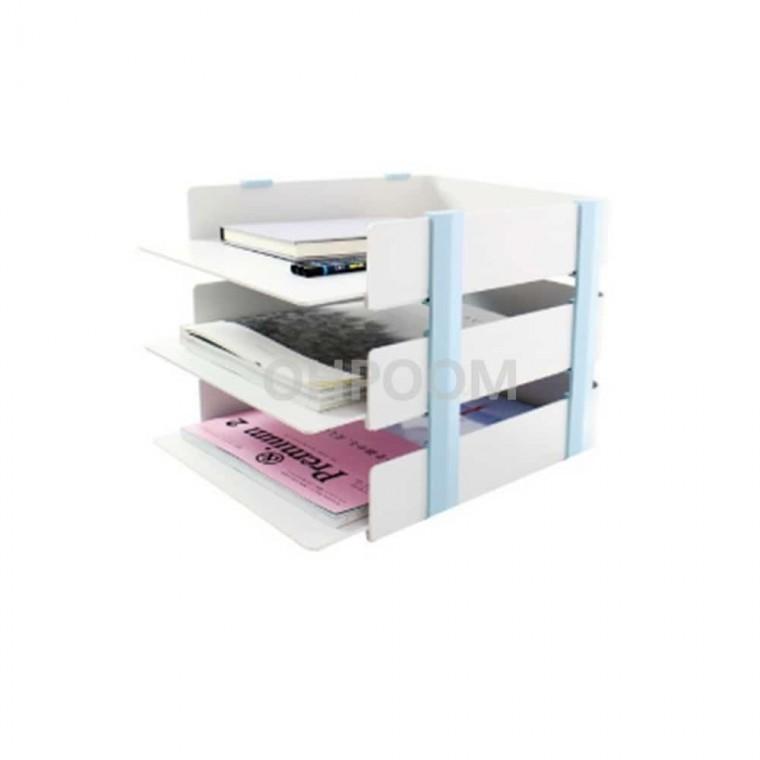 데코트래이 3단 민트 279x337x249mm 문서보관상자 a4용지함 문서케이스