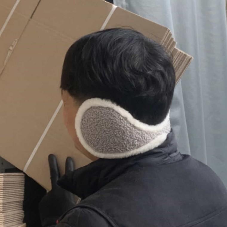 겨울 뽀글이 귀마개 그레이 겨울귀마개 보온귀마개