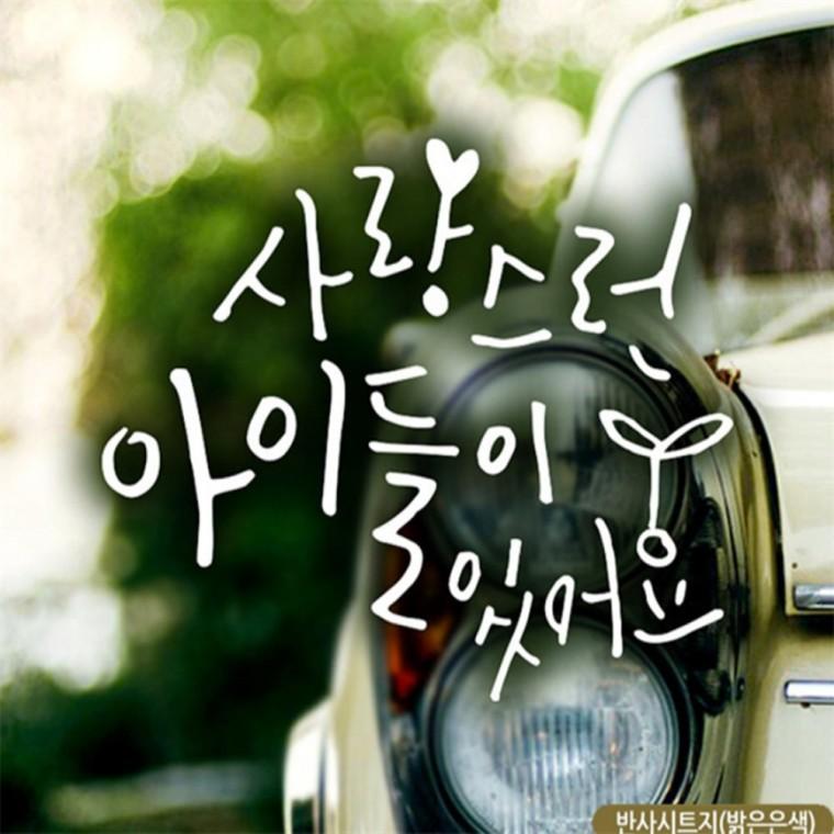 새싹 사랑스런 아이들있어요 자동차스티커 반사 초보운전스티커 안전운전스티커 부모님운전스티커