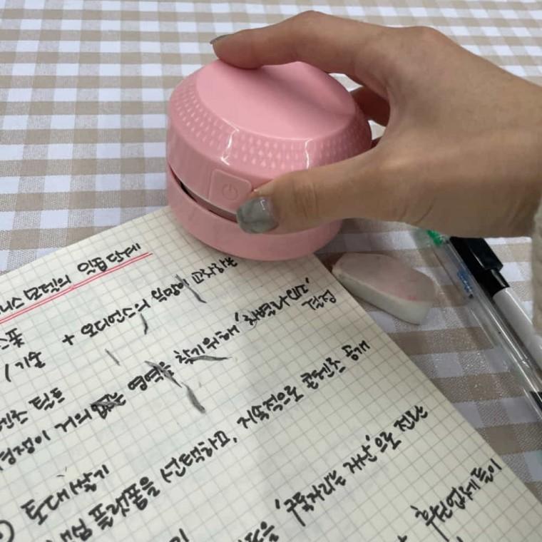 지우개 똥가루 청소기 핑크 메쉬의자청소 책상지우개청소기