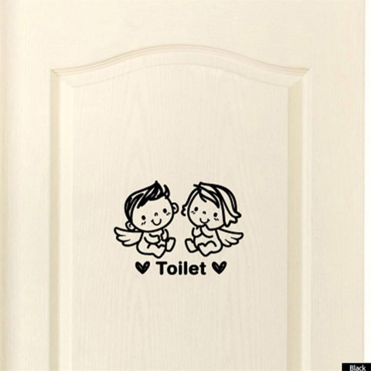 Toilet 스티커 화장실 포인트스티커 블랙 거울스티커 화장실사인 데코스티커