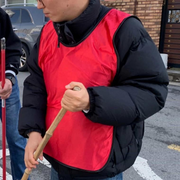 밴드형 팀조끼 레드 행사조끼 작업용조끼