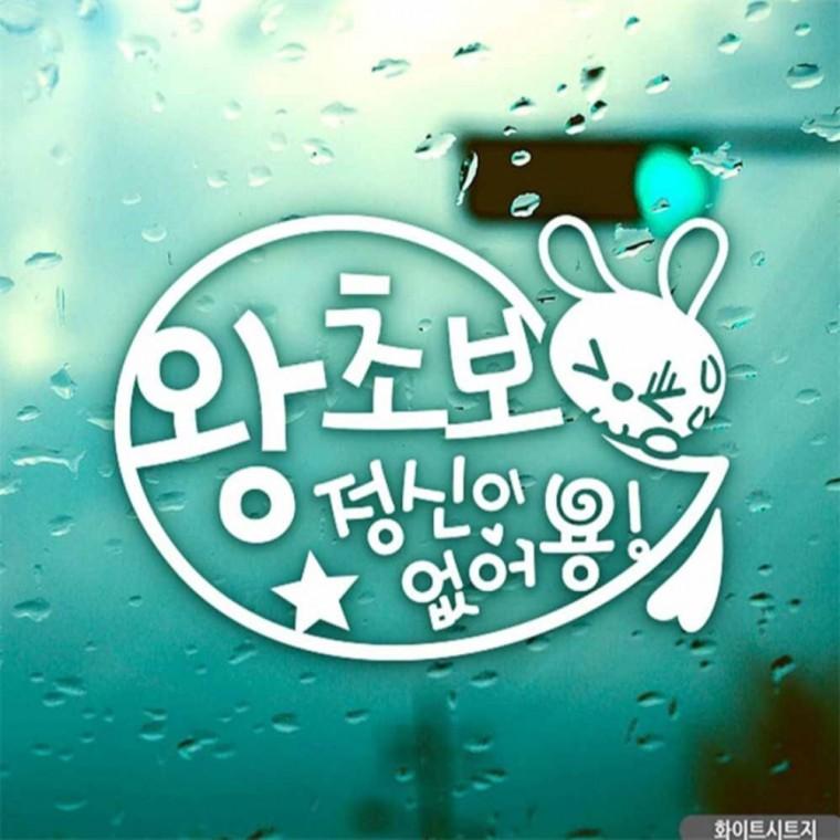 자동차스티커 말풍선 왕초보토끼 초보운전 화이트 안전운전스티커 초보운전스티커 고령운전자스티커