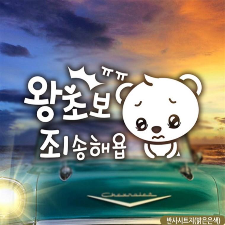 곰왕초보죄송해욥 초보자동차스티커 반사 꾸미기데코스티커 임산부운전스티커 고령운전자스티커