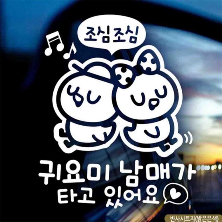 자동차스티커 병아리 귀요미남매가타고있어요 반사 고령운전자스티커 꾸미기데코스티커 안전운전스티커