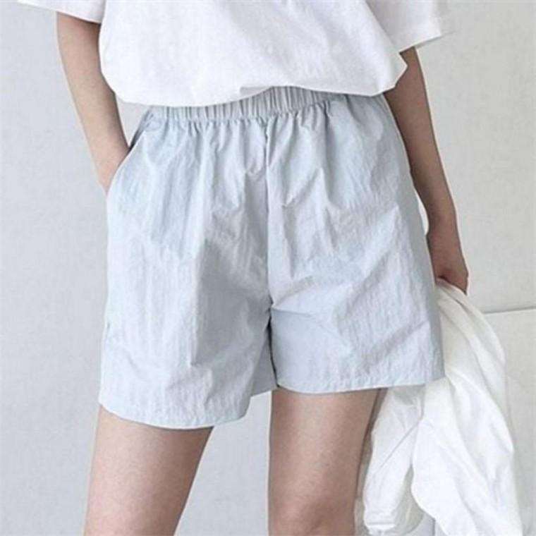 여자 루즈핏 데일리 밴딩 여성 여름 반바지 반바지 바스락 와이드