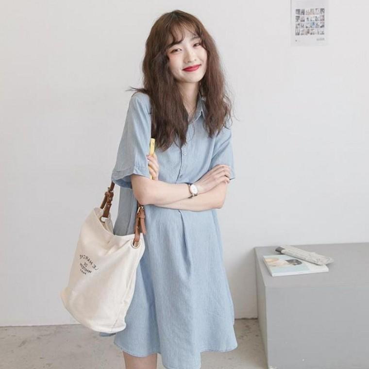임산부 반팔 루즈핏 빅사이즈 여름 원피스 셔츠 빅사이즈 임산부 스타일