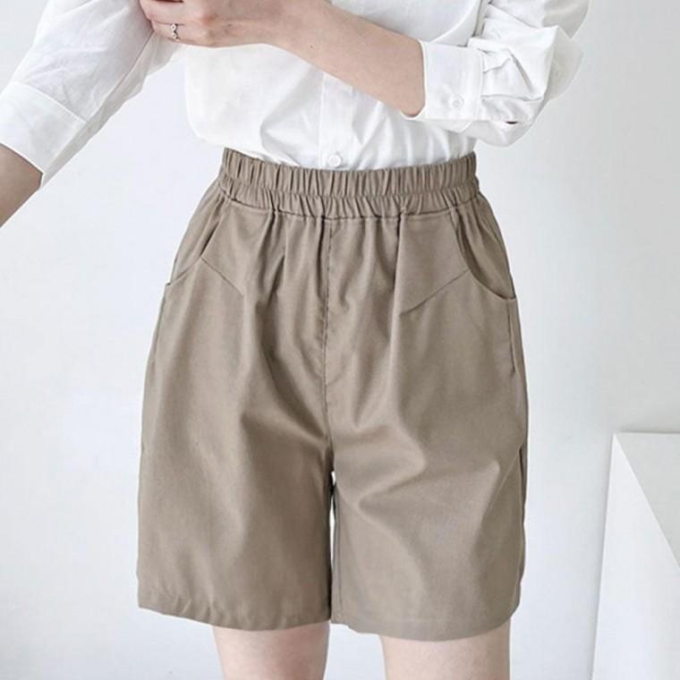 컬러 베이직 린넨 여자 프렌치 반바지 밴딩 여성 여름 린넨바지 여름 여성