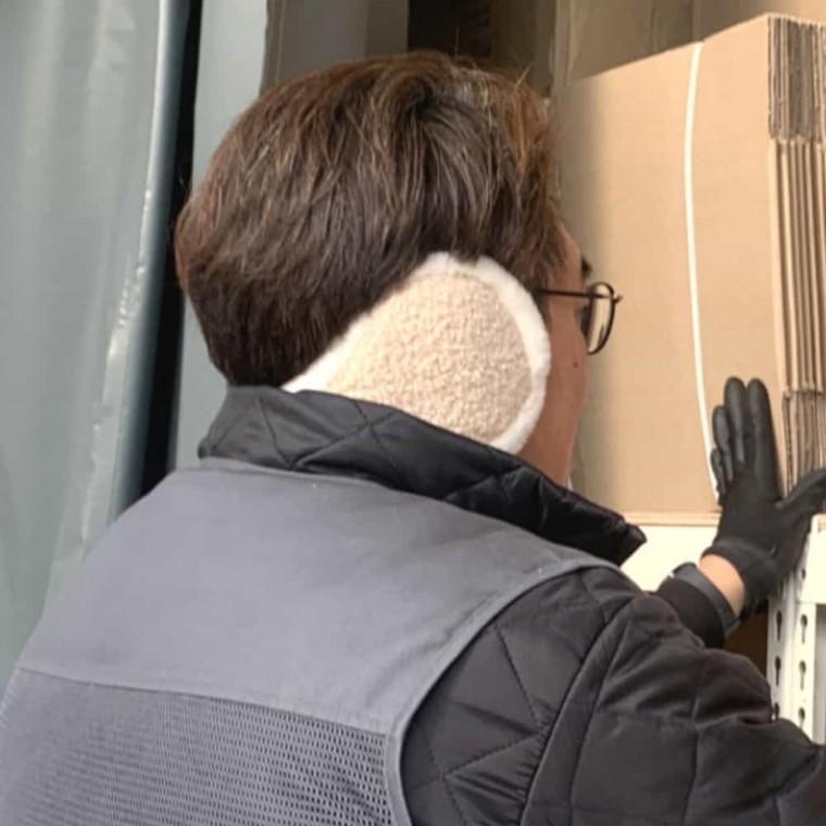 겨울 뽀글이 귀마개 베이지 이어워머 방한귀마개