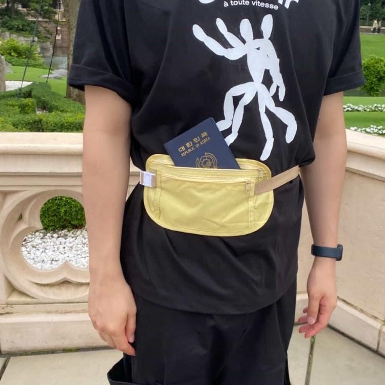 여행용 복대 가방 베이지 여권가방 여행필수품