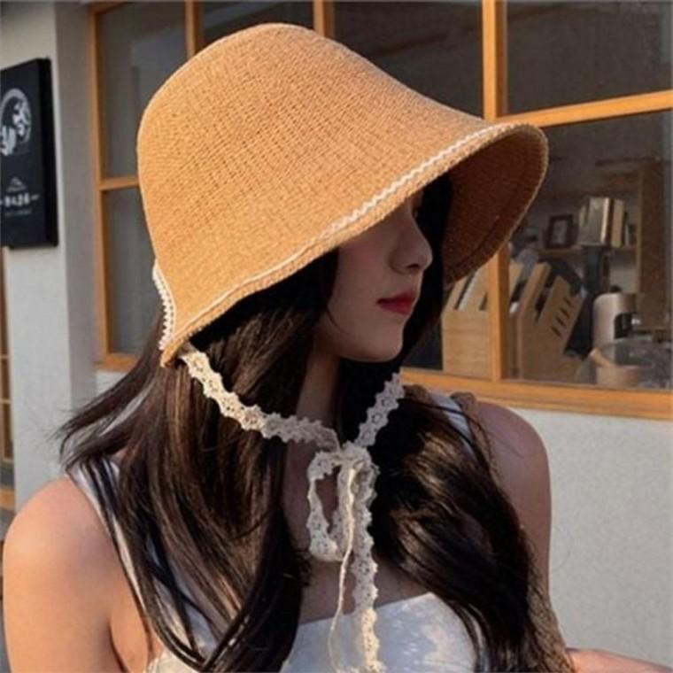 여자 데일리 캐주얼 보닛 여성 휴양지 모자 보닛 모자 여름 레이스 여성