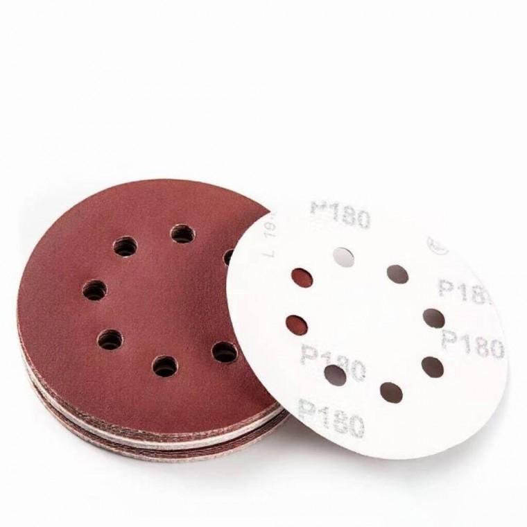 125mm 8홀 산뜻 라운드 사포 100장 연마지 그라인더 생딩페이퍼 샌더