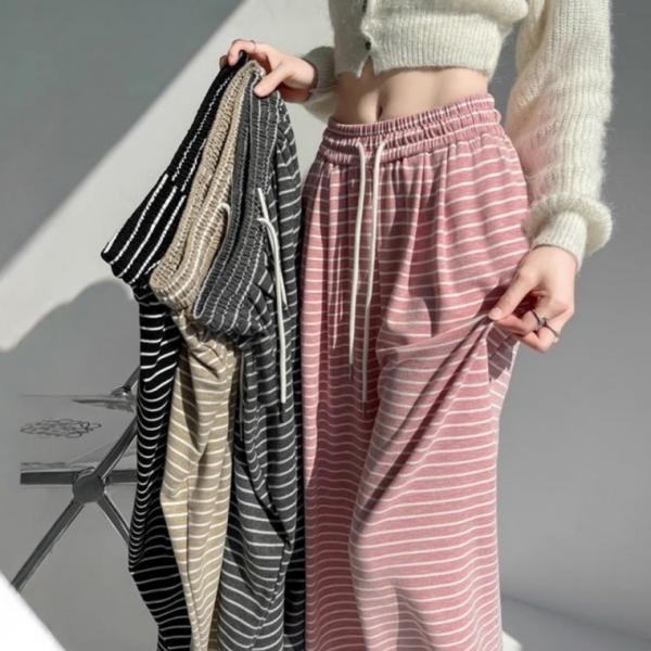 단가라와이드팬츠 여자트레이닝 팬츠 츄리닝 밴딩팬츠