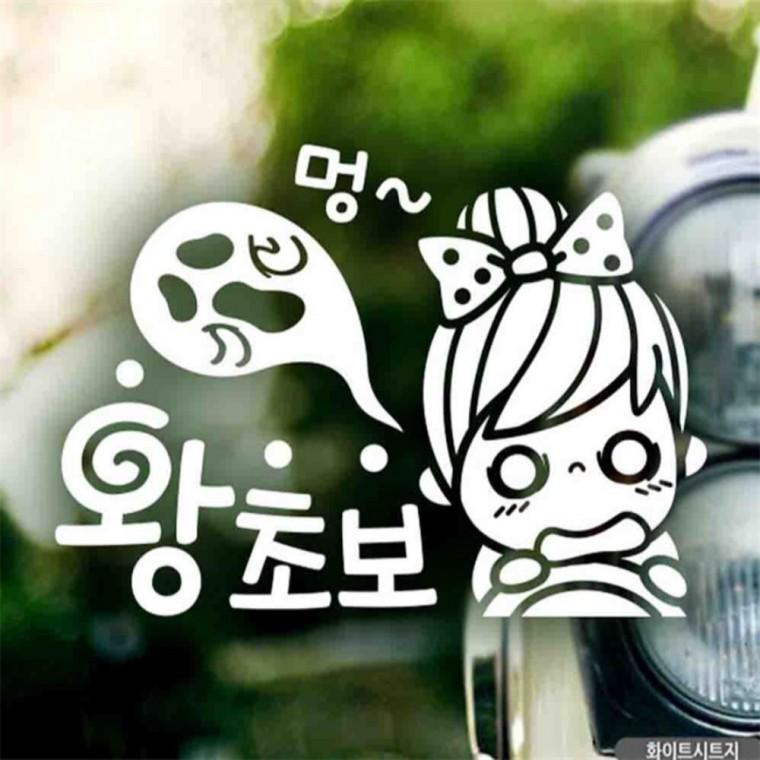 자동차스티커 멍 왕초보 화이트시트지 고령운전자스티커 꾸미기데코스티커 안전거리스티커