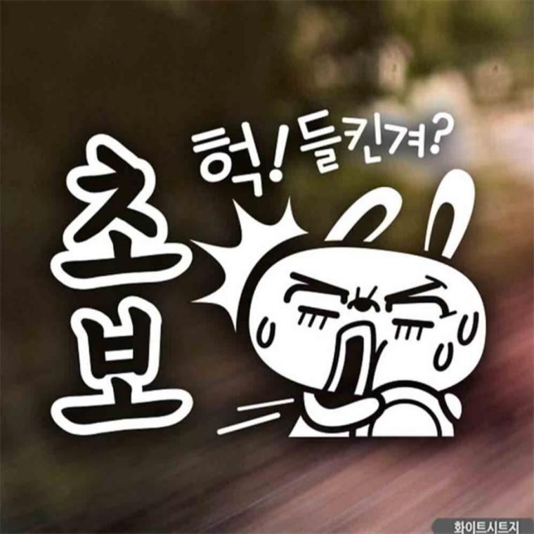 자동차스티커 헉들킨겨초보 초보운전 화이트시트지 초보운전스티커 임산부운전스티커 꾸미기데코스티커