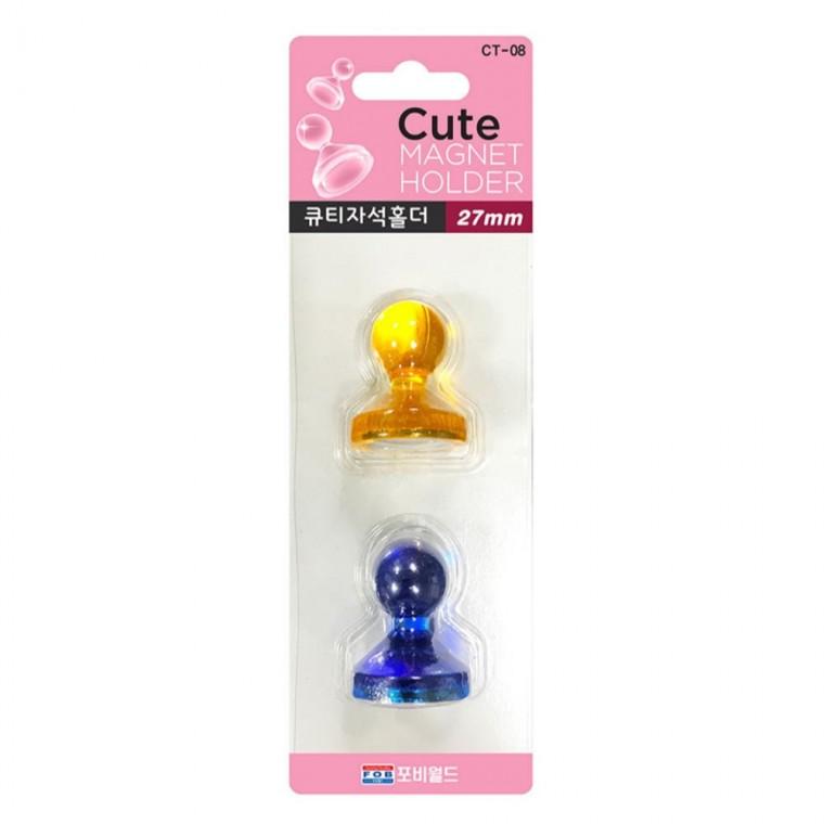 큐티메모자석 네오디움 27mm 특대형 2개입 게시판자석 보드자석 메모홀더